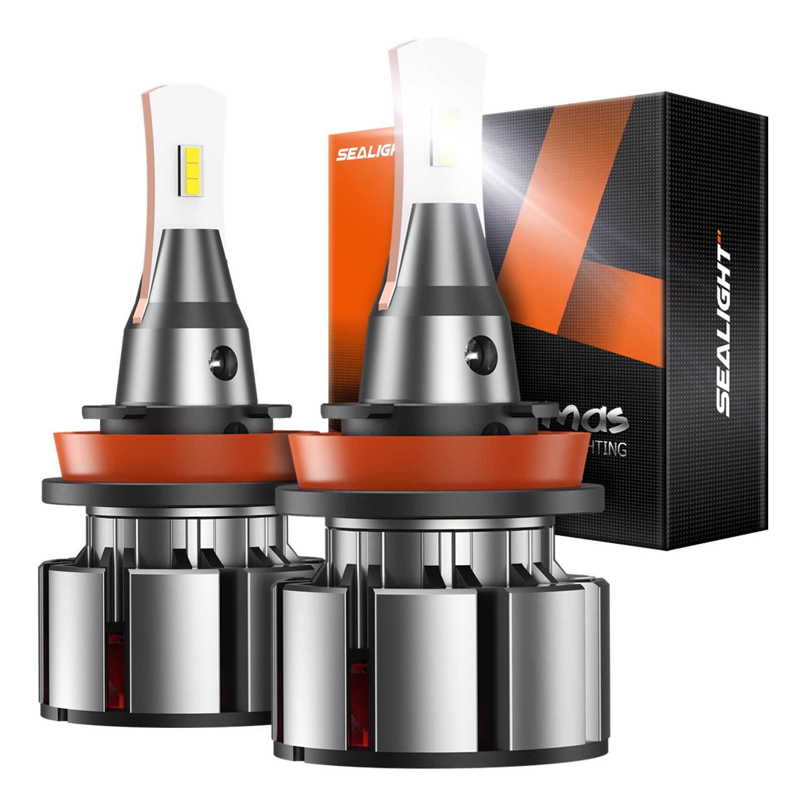 SEALIGHT H8/H16 Bulbs, 36000LM 800% Ultra-Brightness, Real 1:1 Halogen Mini Size, 10-Year Extended Lifespan, 6000K White Illumination for Automotive H11 Fog Lights, Plug and Play, Pack of 2 Image