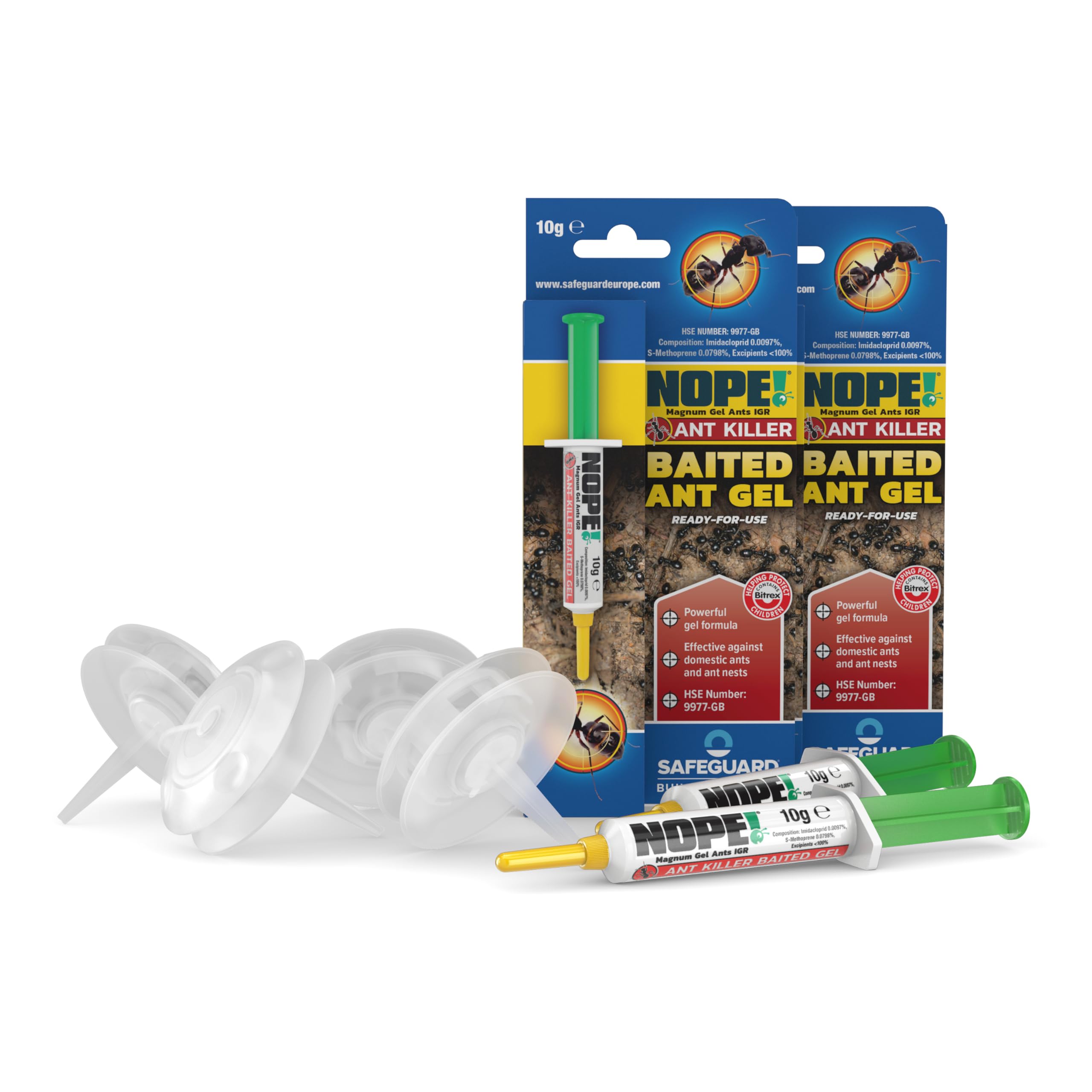 NOPE! Ant Killer x4 Reusable Bait Stations and x2 Baited Ant gel Syringe (x12 Doses) Indoor & Outdoor. Complete, long-term nest elimination solution.