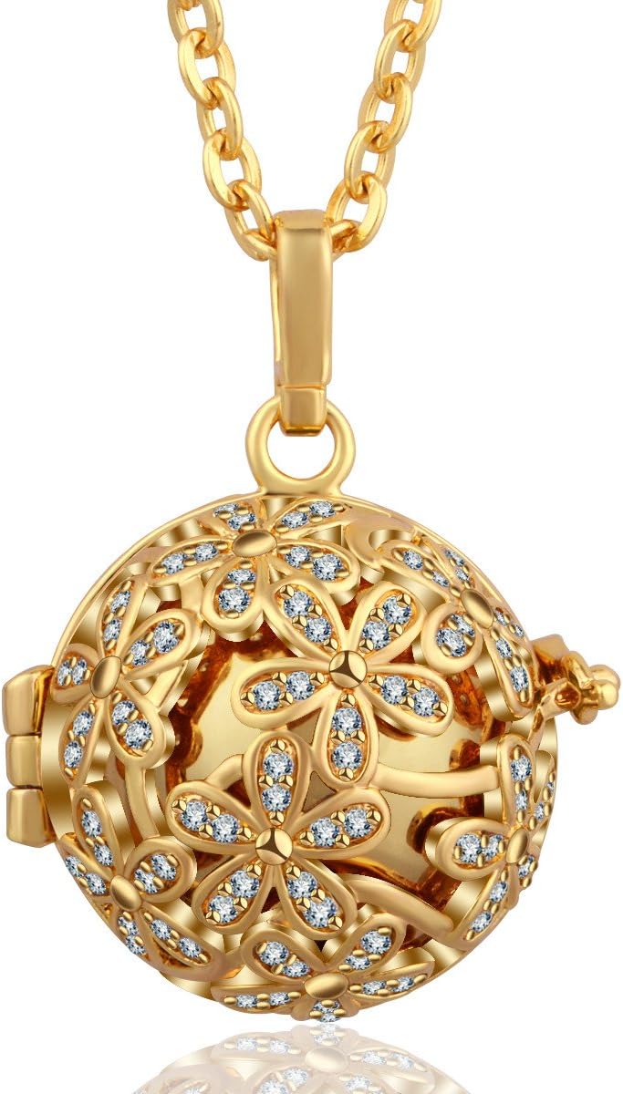 Gold Necklace Crystal Pendant Locket Opened 2 Sizes Long Chain Necklaces Women Jewelry