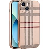 LINXUXIE Phone Case for Apple iPhone 13, Fashion Leather Designer Phone Case, Soft TPU Drop Protection Shockproof Protective Phone Holder Women&Man Gray (iPhone 13)