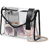 Bucosd Clear Purse for Women Stadium Approved, Clear Crossbody Bag with Leather Edging for Concert Sports Events