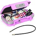 AMIR Portable Safe Box, Combination Security Case LockBox with Code, Waterproof Anti-Theft Personal Mini Travel Safe Box with Removable Chain, Portable Lock Box for Home Office Car Dorm Beach Safe