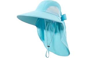 DOCVIT Womens Sun Hat UV Protection, Foldable Waterproof Wide Brim Bucket Hats with Neck Flap for Summer Beach Fishing Hiking