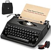 Vintage Manual Typewriter with Ribbon for Typing, Smooth Creative Writing | Black Metal Retro Old-Fashioned Mechanical Portable Typewriter, Ideal for Writers, Collectors and Retro Enthusiasts