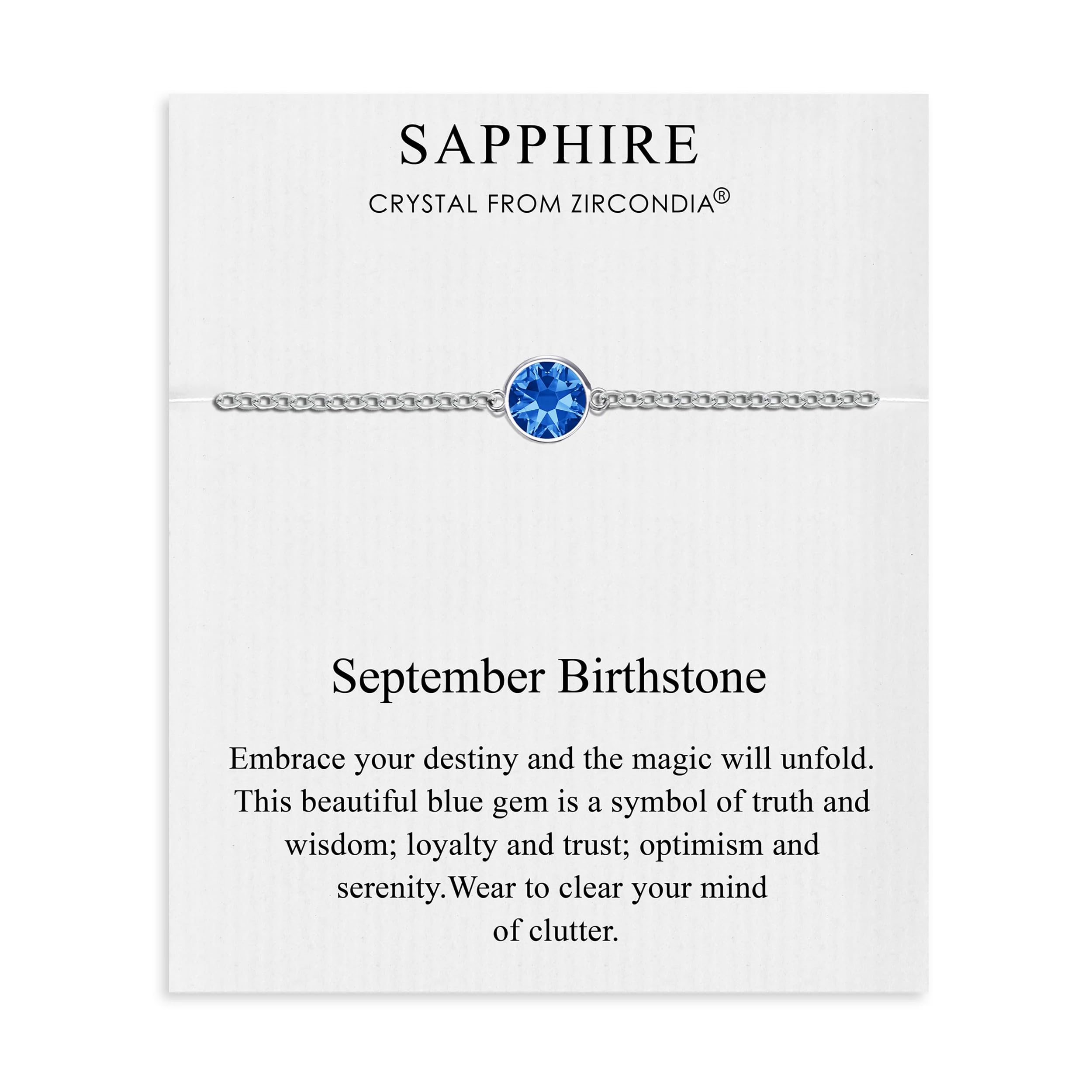 Philip Jones September (Sapphire) Birthstone Anklet Created with Zircondia® Crystals