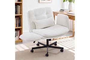 TCGBKAF Criss Cross Chair with Adjustable Arms,Chenille Swivel Vanity Chair with Wheels,Modern Wide Seat Desk Chair with Lumb