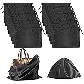 16pcs Purse Covers for Dust and Storage, Dust-Proof Silk Bags with Drawstring, Drawstring Bags Travel Pouches for Handbags Shoes Purses Boots(Black)