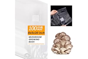 ZWXT 100PCS Mushroom Planting Kit - 8"5"20" Thickened Growing Bags, 6 Mil Thick Durable, Tear Resistant, 0.2 Micron Porosity Resistant High Pressure Spawning Bags