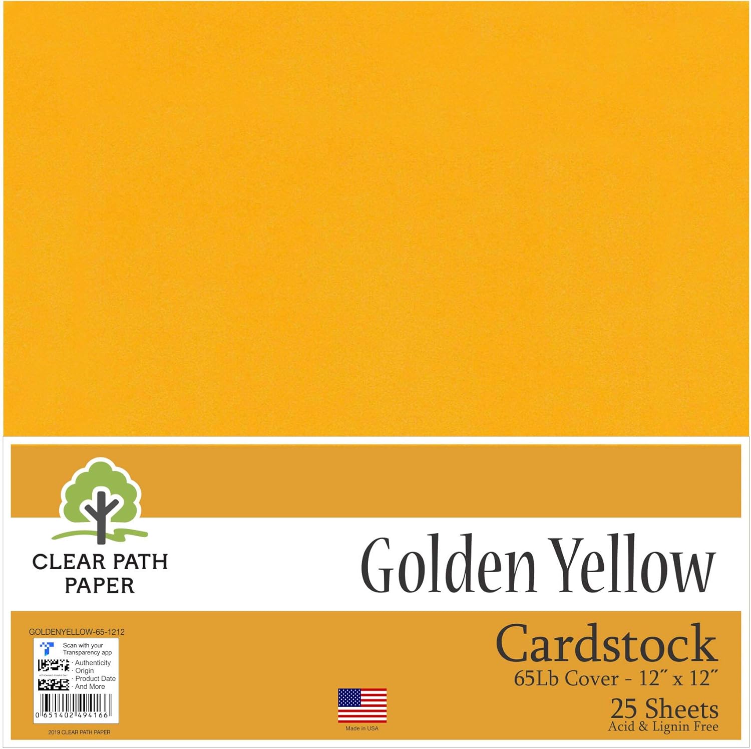 Golden Yellow Cardstock 12 x 12"/ 30,5 cm x 30,5 cm 65lb Cover
