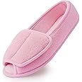 Git-up Diabetic Slippers for Women Memory Foam Arthritis Edema Adjustable Open Toe Swollen Feet Slippers Bedroom House Indoor Outdoor Shoes with Rubber Sole