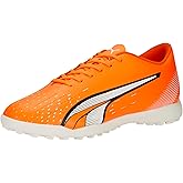 PUMA Mens Ultra Play Turf Trainer Soccer Cleats, Ultra Orange-PUMA Mens White-Blue Glimmer, 8.5
