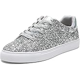 Bernal Women Glitter Sneakers Fashion Shiny Sparkle Sneakers Lightweight Rubber Outsole Non Slip Lace Up Walking Shoes