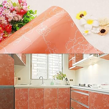 Amazon Yizunnuホーム キッチン 壁や家具のdiyウォールデコシート61 500 カラーリメイクシート はがせるシール壁紙 のり付き 粘着シート 防水 インテリア 自分 簡単オレンジ牡丹 Diy 工具 ガーデン