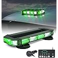 LUMENIX Rooftop Strobe Beacon Lights Bar White Green LED Emergency Caution Traffic Lightbar with Heavy-Duty Magnetic Safety Warning Flashing Light for POV Law Enforcement Vehicles Tow Trucks Snowplow
