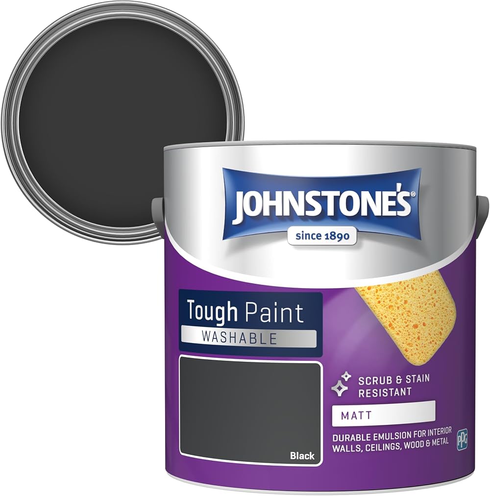 Johnstone's Washable Matt Emulsion Paint Black 2.5L - Matt Finish