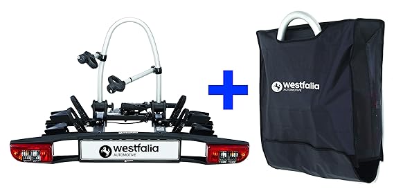 Westfalia BC 60 (Modell 2018) Fahrradträger für die Anhängerkupplung inkl. Tasche – Klappbarer Kupplungsträger für 2 Fahrräde