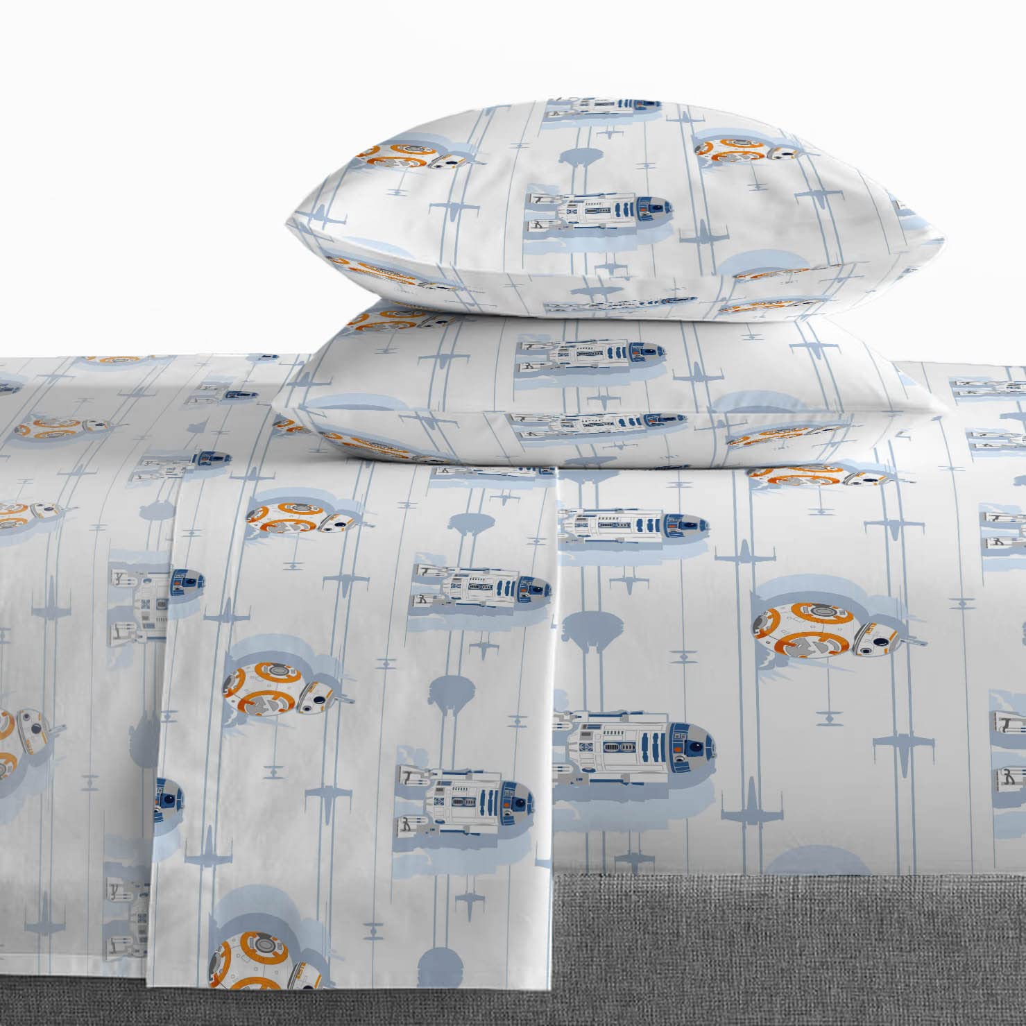Photo 1 of Saturday Park Star Wars Droids Full Sheet Set - 4 Piece 100% Organic Cotton Sheets Features R2-D2 & BB-8 - GOTS & Oeko-TEX Certified (Star Wars Official)