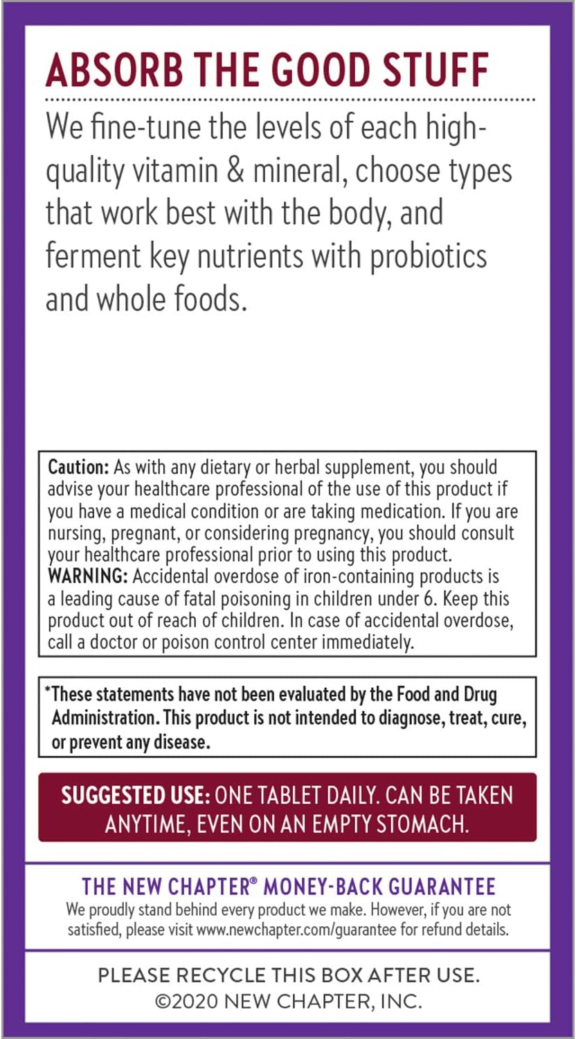 New Chapter Iron Supplement, Fermented Iron Complex (Formerly Iron Food Complex) with Organic Whole-Food Ingredients + Promotes Healthy Iron Levels + Non-Constipating - 60 ct (Packaging May Vary): Health & Personal Care