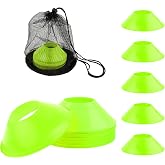 XIHIRCD 25pcs Soccer Cones for Training, Mini Football Cones with Mesh Bag Flexible Agility Disc Cones for Kids Basketball Practice Equipment Skating and Other Sports Games (Fluorescent Green)