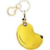 BORKUANA Leather Keychain Holder Case Compatible with AirTag,Cute Protective Anti-Scratch Apple Air Tag Cover