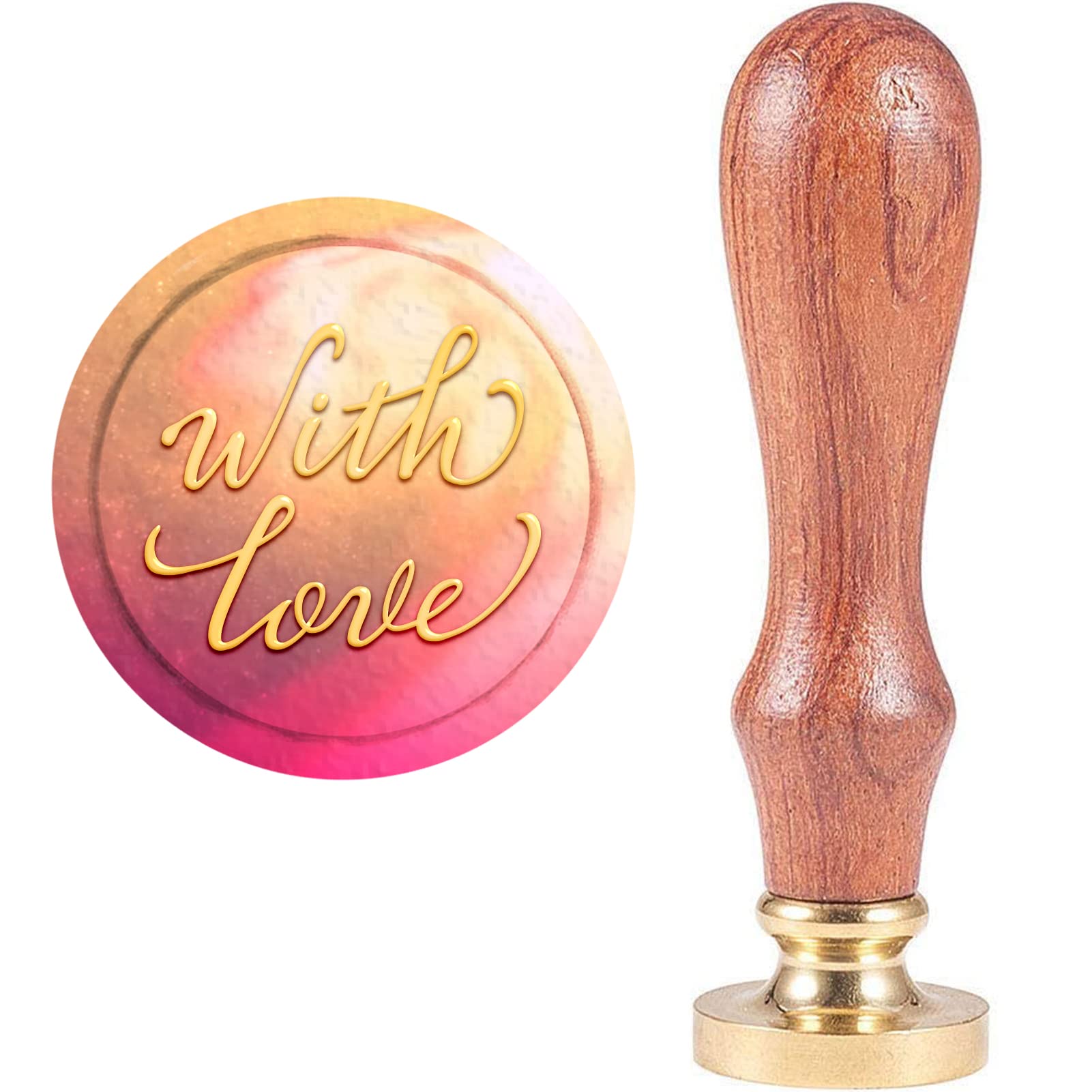 CRASPIRE With Love Wax Seal Stamp Valentine's Day Letter Retro Wood Removable Brass for Envelope Invitation Wedding Embellishment Gift Bottle Decoration