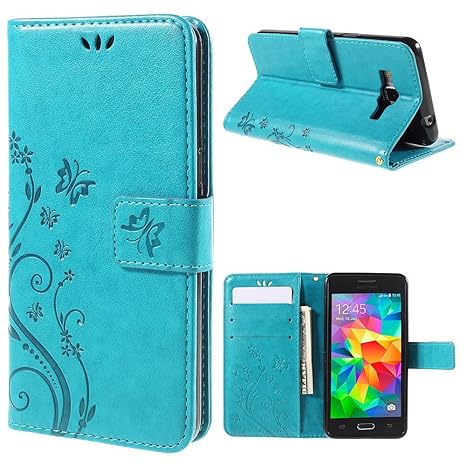 jbTec® Flip Case Handy-Hülle zu Samsung Galaxy Grand Prime/SM-G530H / SM-G531F - Book Muster Schmetterlinge S16 - Handy-Tasch