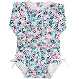 RuffleButts Baby/Toddler Girls Long Sleeve One Piece Swimsuit with UPF 50+ Sun Protection