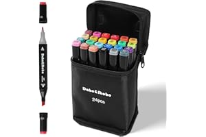 Dabo&Shobo 24 Colors Drawing Markers, Dual Tip Art Markers, Coloring Marker For Adult Sketching And Coloring