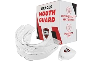SAFE GRIN Braces Mouth Guard for Braces for Sports - Premium Silicone Upper & Lower Teeth Protection - Football, Lacrosse, Hockey, Baseball - Fit for Youth and Teens