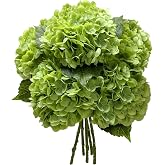 Yatim 21In Bottle Green Artificial Hydrangea Flowers with Stems 5 Pcs | Real Touch Hydrangeas, Full Latex Petals, for Home DIY Floral Arrangements Wedding Outdoor Decor