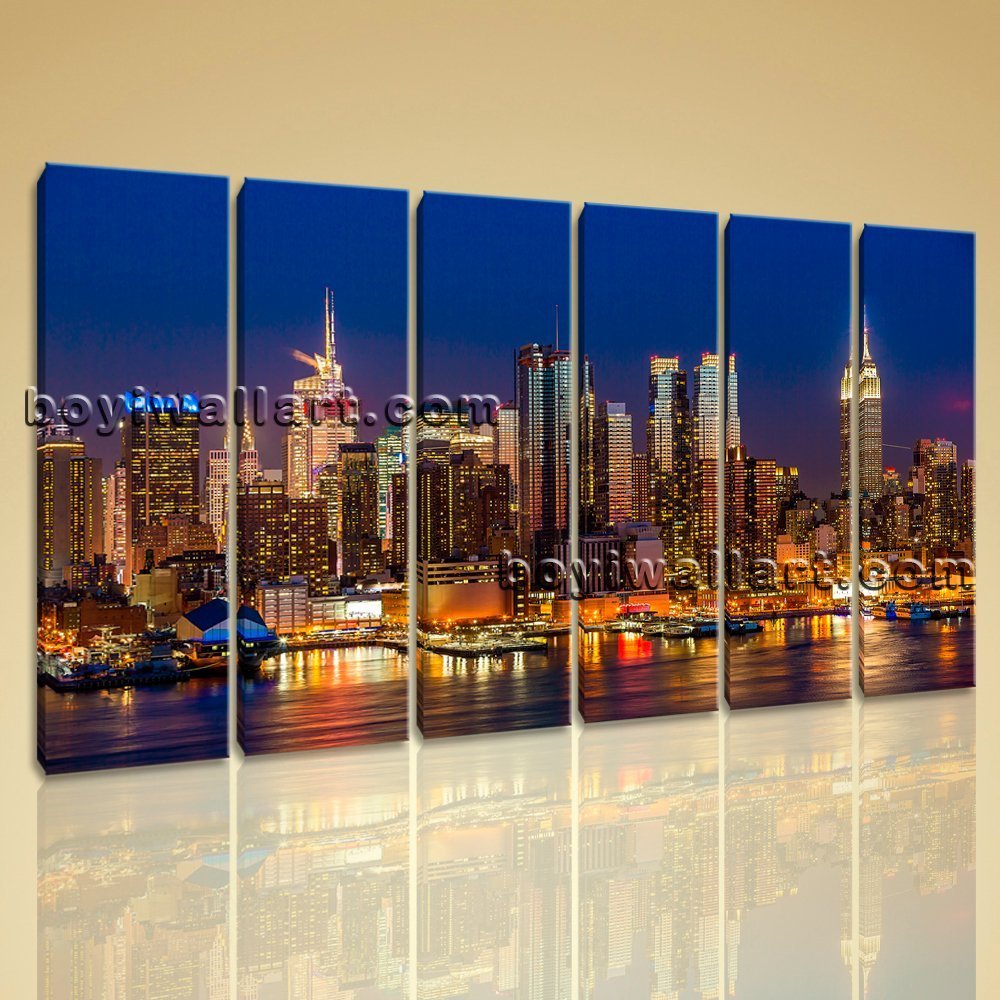 Amazon.com: Large Framed Modern Cityscape Print Wall Art On Canvas