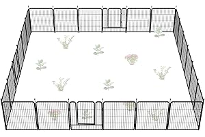 FXW Garden Fence Outdoor for The Yard – 32in(H) x 54.7ft(L) Heavy Duty Metal Animal Barrier for Dog and Rabbit, Decorative Dog Fence, 24 Panels, Black