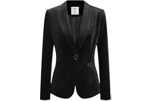 Allegra K Women's Halloween Christmas Office Coat Solid Shawl Collar 1 Button Velvet Blazer