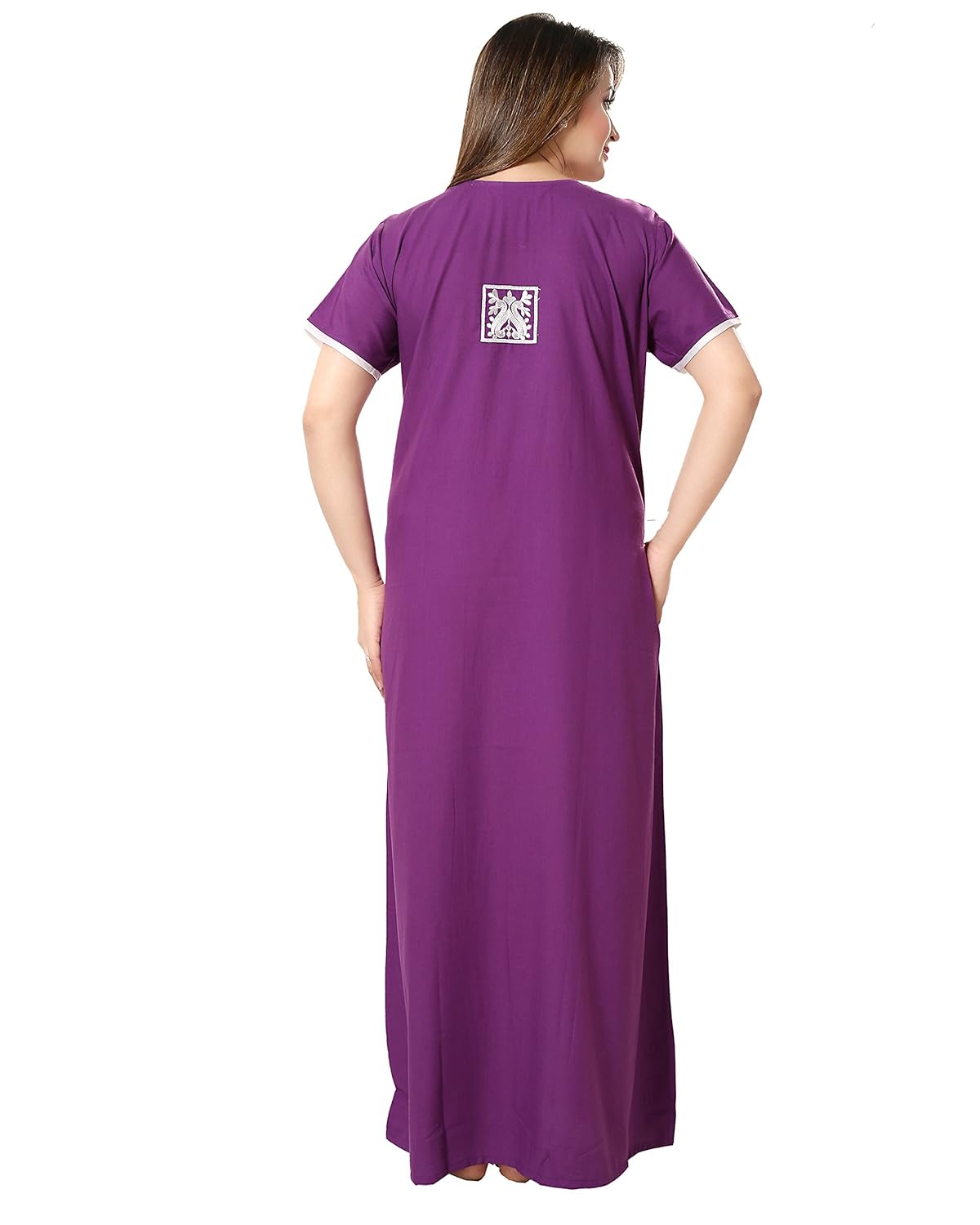av2 women's cotton embroidered nighty