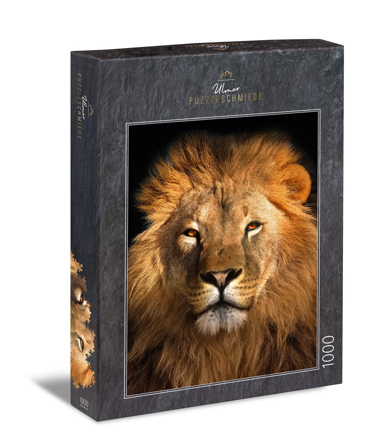 Ulmer Puzzleschmiede - 1000 Piece Modern Realistic Animal Puzzle - 'King Portrait' Lion Close-Up