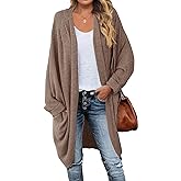MEROKEETY Women's 2026 Fall Waffle Knit Batwing Long Sleeve Cardigan Loose Open Front Sweater Coat
