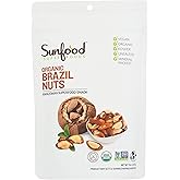 Sunfood Superfoods Raw Organic Brazil Nuts - Brazil Nuts Organic, Raw Brazil Nuts, Brazilian Nuts Unsalted, Great Source of Protein, USDA Organic, Non GMO, Vegan - 8 oz Bag