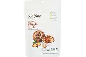 Sunfood Superfoods Raw Organic Brazil Nuts - Brazil Nuts Organic, Raw Brazil Nuts, Brazilian Nuts Unsalted, Great Source of Protein, USDA Organic, Non GMO, Vegan - 8 oz Bag