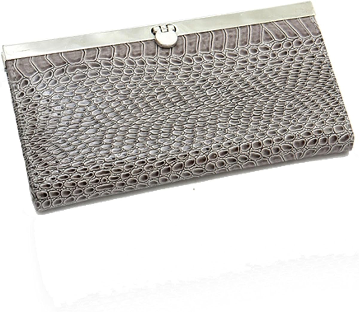 silver patent clutch bag