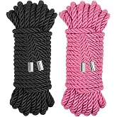 Coldairsoap Soft Silk Rope, Twisted Trim Cord Rope, Black &amp; Pink, 32ft | Skin Friendly, Pink Nylon Rope For Christmas Home D&eacute;cor Embellish Costumes Bag Drawstrings