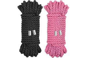 Coldairsoap Soft Silk Rope, Pink Nylon Rope Skin Friendly Twisted Trim Cord Rope for Christmas Home Décor Embellish Costumes Bag Drawstrings (Black & Pink, 32ft)