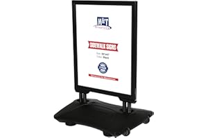 M&T Displays Slide-in WindPro Weather and Wind Resistant Outdoor Pavement Sidewalk Sign for 30x40 Posters Black Aluminum Easy Loading Slide-in Frame with Durable HDPE Black Water Base
