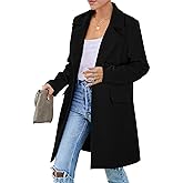 PRETTYGARDEN Women's 2026 Spring Fall Long Blazer Jackets Long Sleeve Lapel Pockets Loose Fit Work Casual Blazers Outerwear