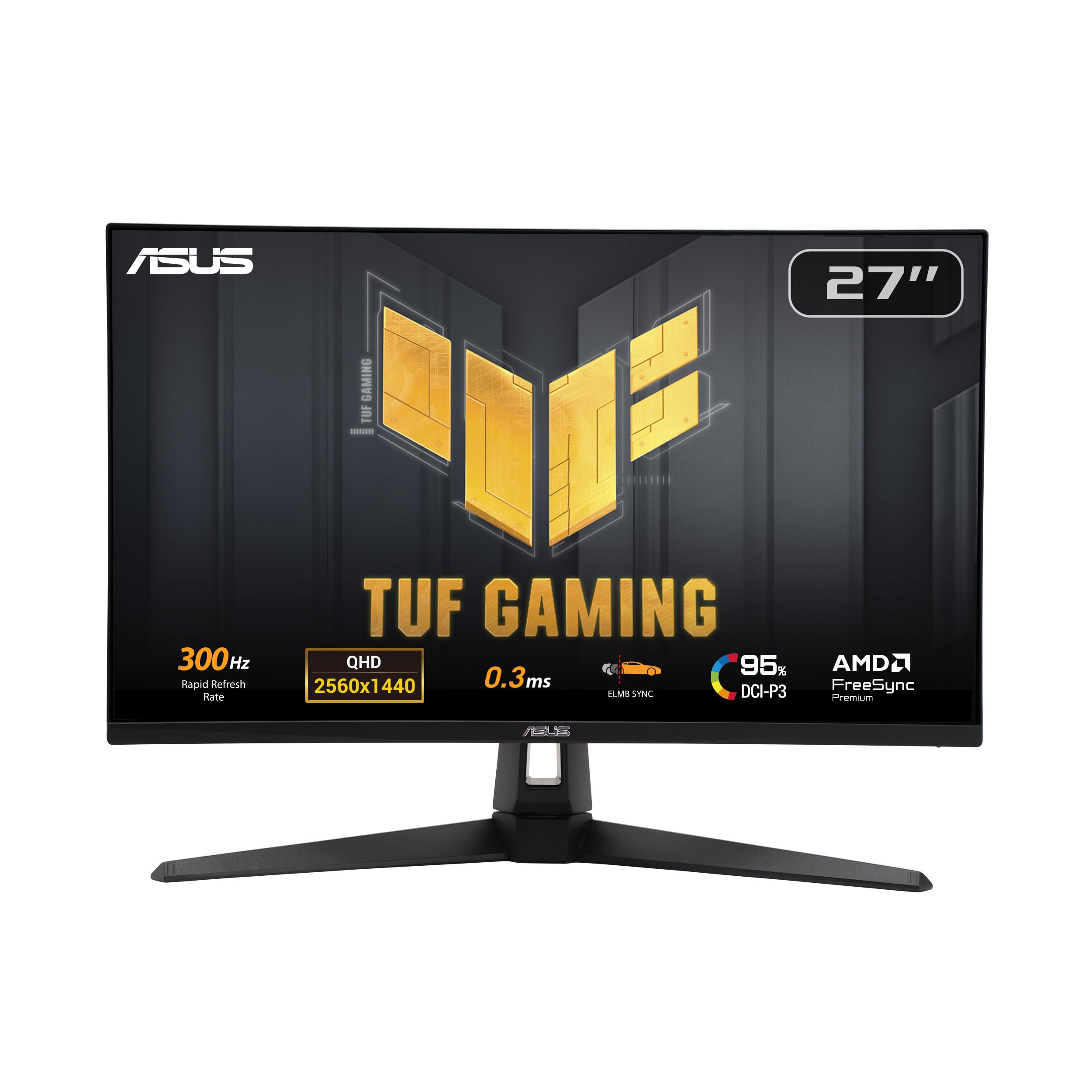 ASUS TUF Gaming 27” 1440P Monitor (VG27AQM5A) - QHD (2560x1440), 300Hz, Fast IPS, Extreme Low Motion Blur Sync, 0.3ms, Speaker, 95% DCI-P3, Shadow Boost, DisplayWidget Center, 3 yr Warranty