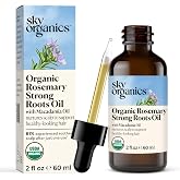 Sky Organics Organic Rosemary Strong Roots Oil, Hair &amp; Scalp Serum 2 fl oz | With Organic Macadamia, Jojoba &amp; Essential Oils. Supports Stronger-Looking Hair &amp; Scalp Health. Natural, Vegan &amp; Cruelty Free