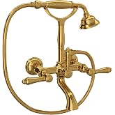 Exposed Wall Mounted Tub Shower Mixer in Unlacquered Brass