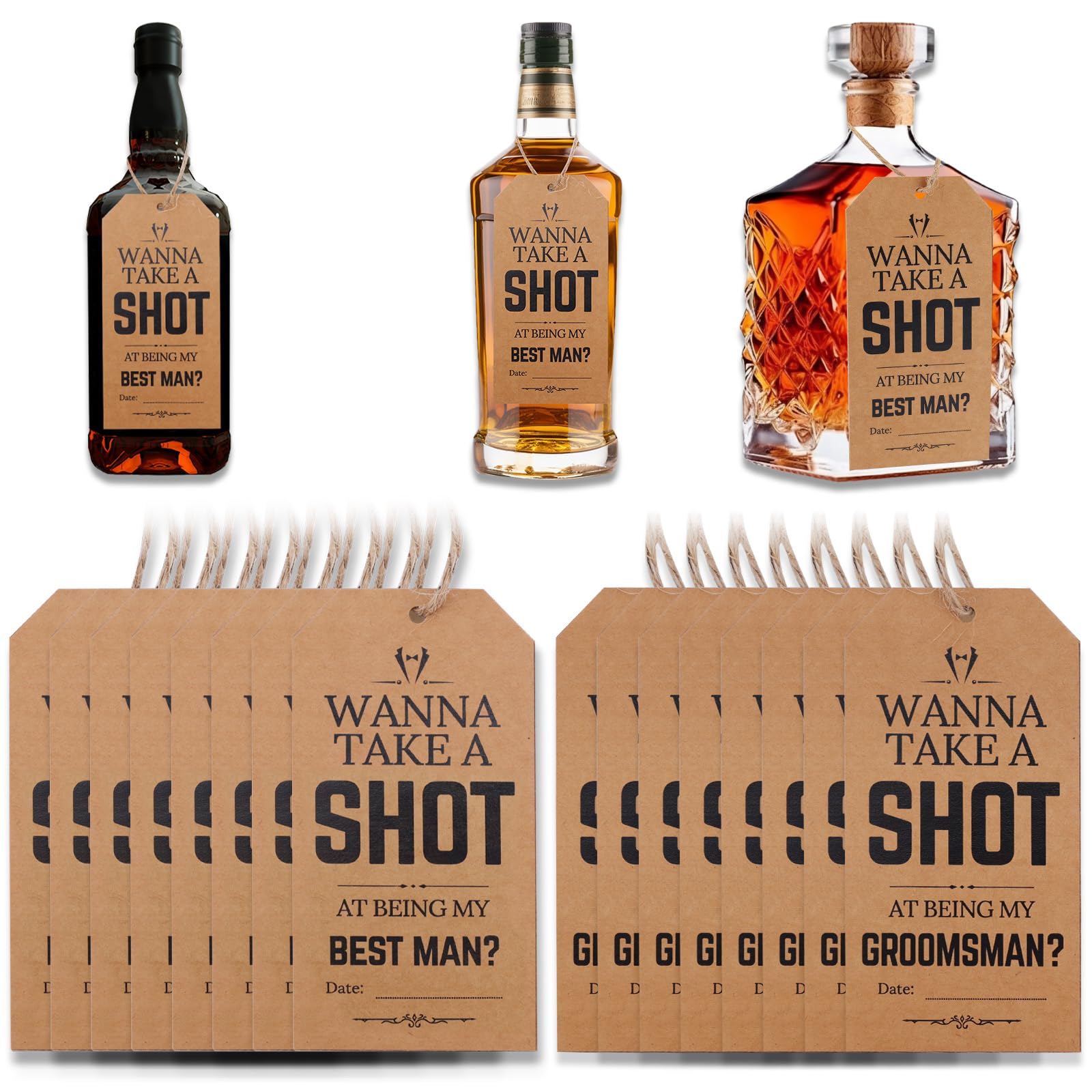 16pcs Groomsmen Proposal Cards, 2 Styles Premium Paper Will You Be My Groomsman Invites Groomsman & Bridesmaid Invitation Best Man Card Set Perfect Groomsman Gifts for Wedding (Brown)