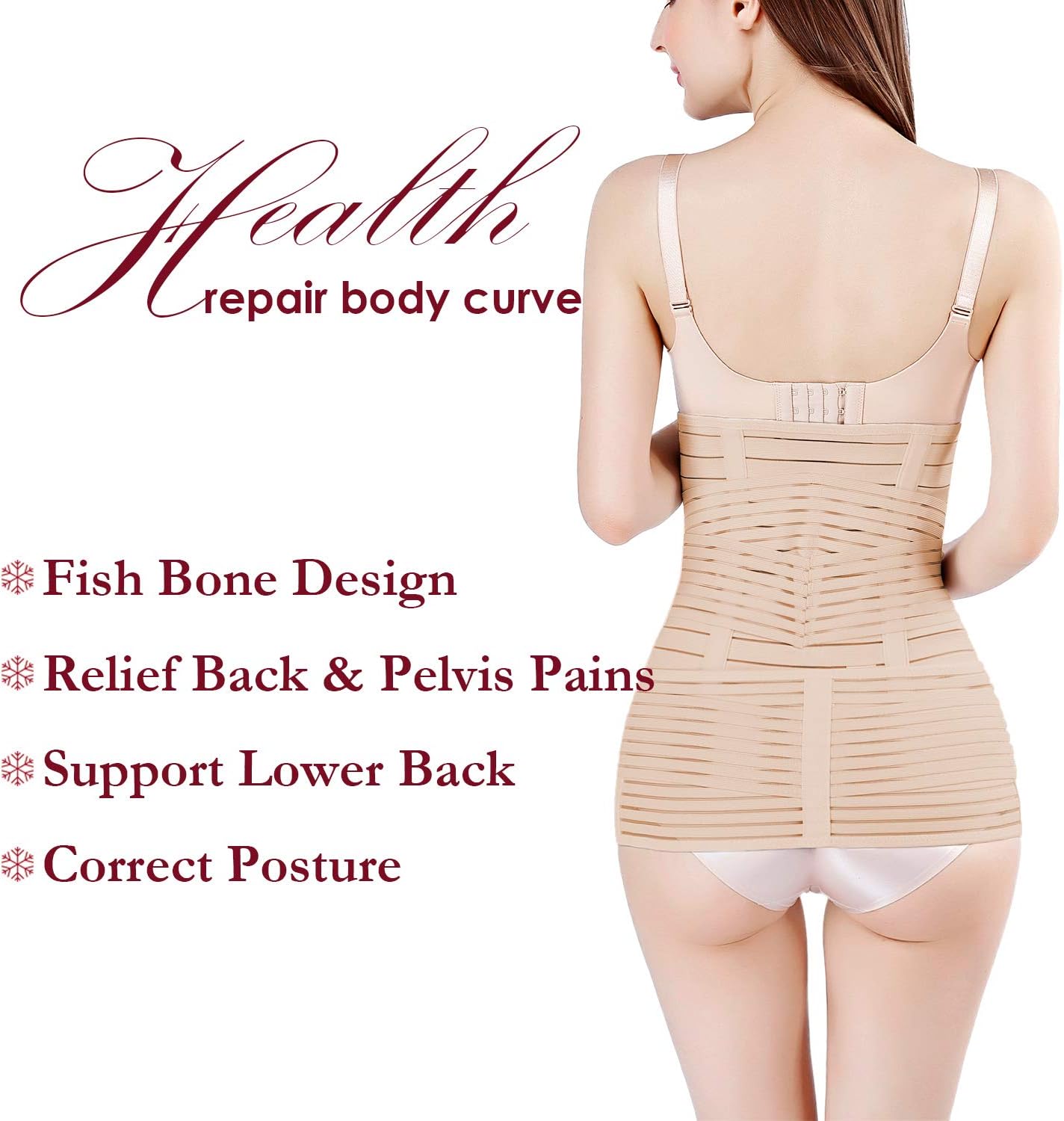 2 in 1 Postpartum Belly Band Support Recovery Belt Waist/Pelvis Belt Body Shaper Shapewear (Nude, Plus Size): Health & Personal Care
