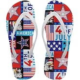 Fonplted Comfort Flip Flops for Women Beach Sandals Summer Slippers with American Flag Print
