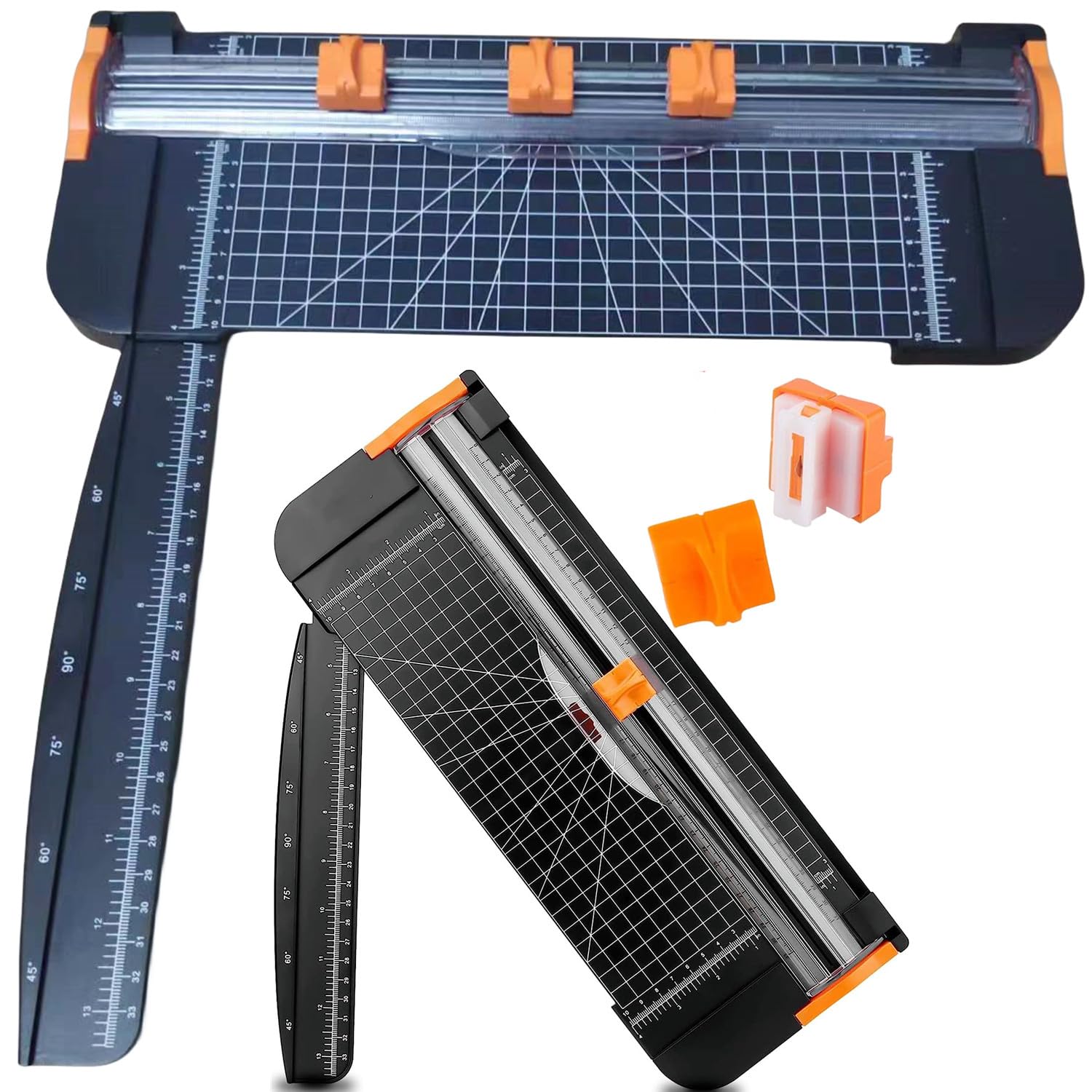 A4 Paper Cutter Paper Trimmer Portable Paper Slicer, 12 Inch Guillotine Trimmers with 3pcs Replacement Blades with Safeguard Side Ruler for Scrapbooking Craft Paper, Coupon, Label and Cardstock